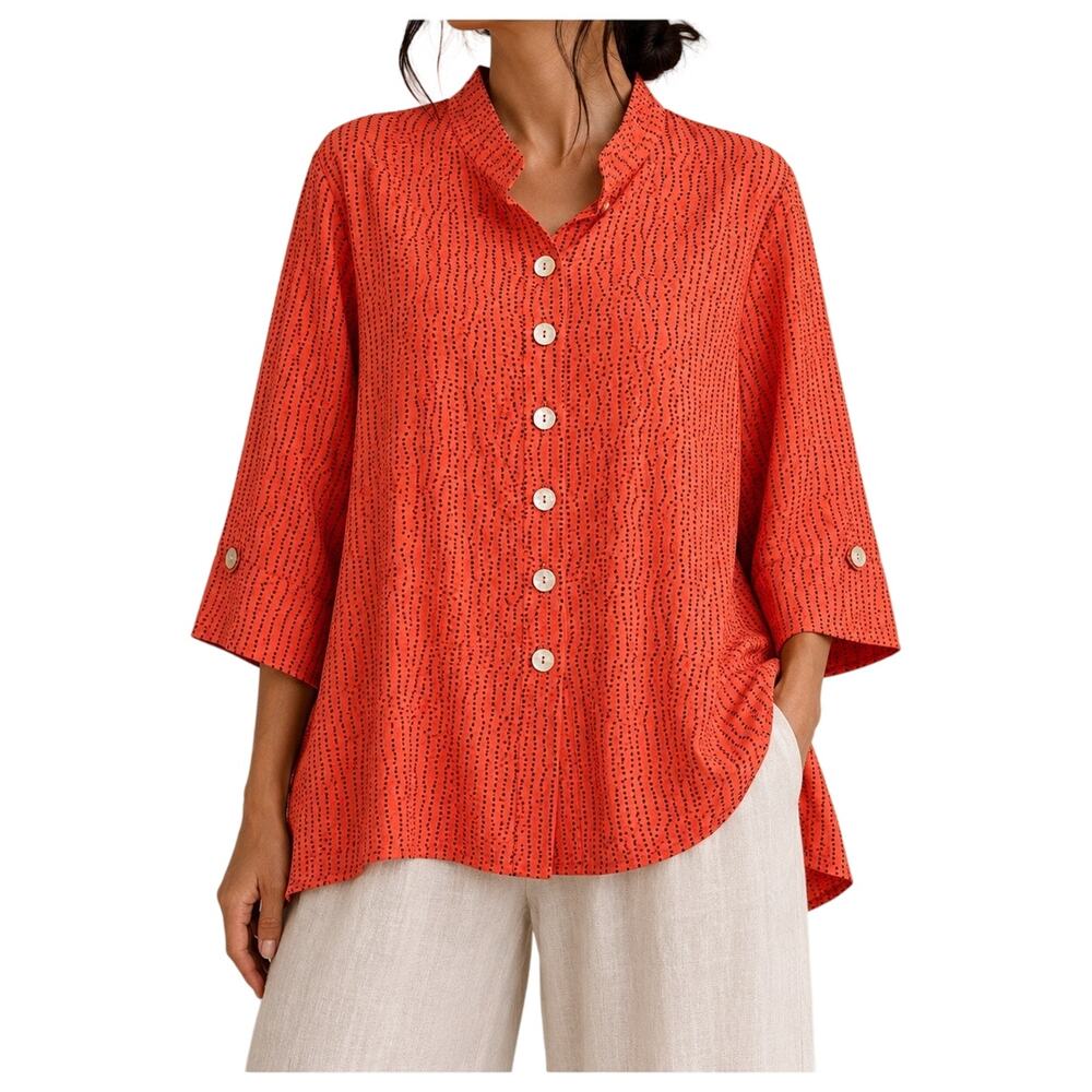 Ali Miles Plus Size 3X Orange Wearable Art to Wear Autumn Fall Pumpkin Shirt Top